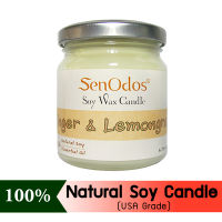 SenOdos เทียนหอม อโรม่า เทียนหอมสปา Ginger + Lemongrass Scented Soy Candle Aroma 190 g - กลิ่นขิง + ตะไคร้