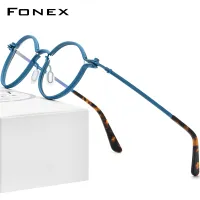 FONEX Acetate Titanium Glasses Frame Men 2022 New Retro Vintage Round Eyeglasses Women Ultraligth Optical Frames Spectacles Korean Japaness Style Eyewear F85692
