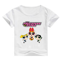 The Powerpuff เสื้อยืดทีเชิ๊ตชายหญิงแขนสั้นหน้าร้อน,เสื้อยืดคอกลมลายการ์ตูนญี่ปุ่นน่ารักเสื้อผ้าเด็ก5443