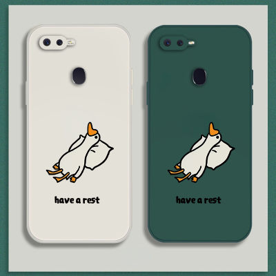 เคส OPPO A7X Case เคสการ์ตูนน่ารักเป็ดเคสซิลิโคนเหลว Flocking ฝาครอบโทรศัพท์ป้องกัน เคสโทรศัพท์