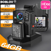 BOBLOV HD66-02 กล้องแอ็คชั่นขนาดเล็ก Body Mini Action Camera 64GB HD 1296P 3900MAH Night Version Waterproof 170° DVR Video Recorder  Bodycam Camcorder กว้างแบบพกพาเครื่องกล้องตำรวบันทึกเสียงวิดีโอกล้องติดรถ  Motorcycle Dash Cam For Vlogging