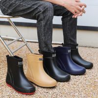 HOT★Waterproof Boots Men Rain Shoes for Fishing Husband Ankle Rubber Work and Safety Kitchen Shoes Man Galoshes Garden PVC Rainboots