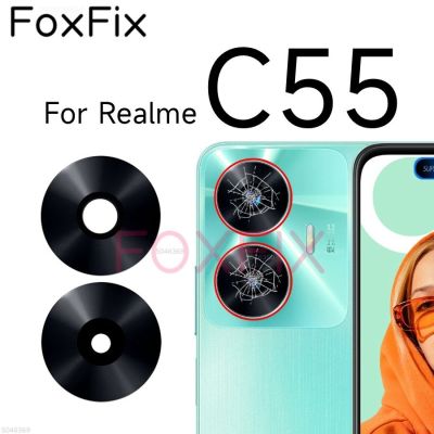 อะไหล่กระจกกล้องถ่ายรูปหลังด้านหลัง2ชิ้นสำหรับ RMX3710 C55 Realme พร้อมสติกเกอร์กาว