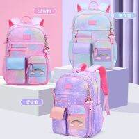 High-end Student schoolbag girl rainbow refrigerator door 123 to 6th grade waterproof lightweight spine protection large-capacity backpack  Uniqlo original