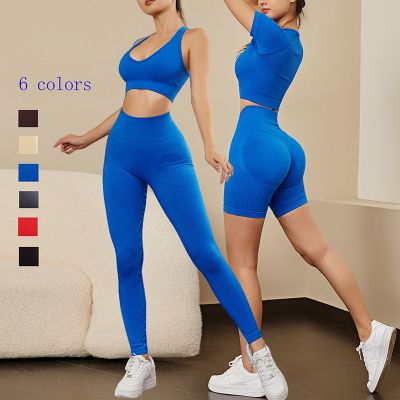 【VV】 Sets Sport Waist Hip Lifting Leggings Seamless Shorts Gym Set