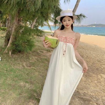 Lazy summer wind hit color female floral dress new chic skirt joining together condole