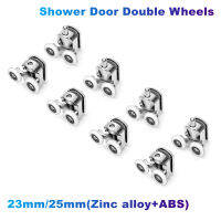 4-8PcsSet Shower Door Double Wheels 23mm25mm(Zinc Alloy ABS)for Bathroom Bearing PulleysRunners TopBottom Replacement Parts