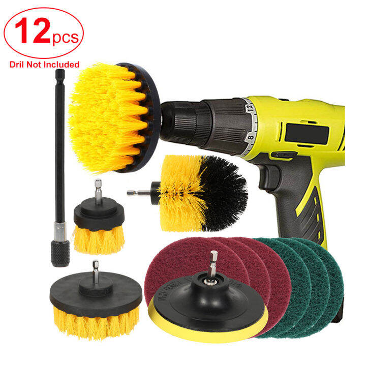 1 Set 12 PCS Electric Drill Brush Kit Plastic Round Cleaning Brush For