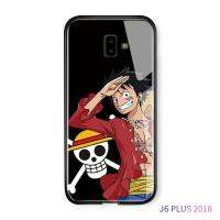 สำหรับ Samsung Galaxy J6 2018 / J6 Plus 2018เคสโทรศัพท์หรูหราขอบนุ่มตัวละครอนิเมะลูฟี่มันวาวปลอกกระจกนิรภัยกันกระแทกฝาหลังกรณี