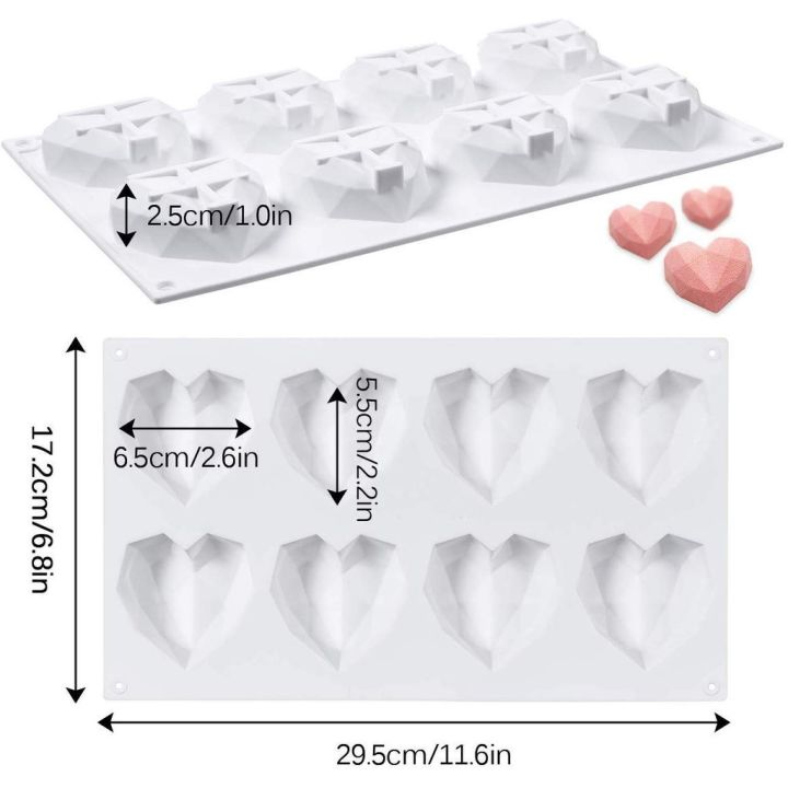 gl-แม่พิมพ์-ซิลิโคน-รูปหัวใจเพชร-3d-8-ช่อง-คละสี-diamond-heart-silicone-mousse