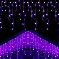 Outdoor Christmas Light Curtain Icicle String Light Droop 0.4-0.6m Garland Curtain Lamp Holiday Decoration For Home Window Power Points  Switches Save