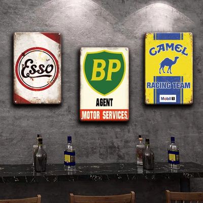 Castrol Motor Oil Metal Tin Sign Vintage Esso BP STP Texaco Stickers Metal Poster Sign Shabby Chic Garage Home Wall Decoration