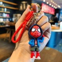 Spider-Man Cute Doll Pendant Action Figure Avengers Alliance Iron Man Captain America Keychain Bag Keyring Pendant Birthday Gift