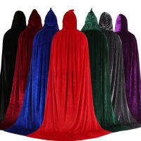 Wholesale Death Cape Ghost Hooded Velvet long Cloak Gothic Costume Big Black Cloak wizard Cosplay costume