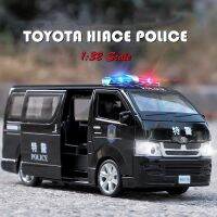 【MagicT】1:32 Scale Toyota Hiace รถตำรวจรุ่นโลหะผสมสังกะสีพร้อมเอฟเฟกต์แสงและเสียง &amp; ดึงกลับ Force Die Cast ของเล่นของขวัญคอลเลกชันของตกแต่งสำหรับเด็กผู้ชาย