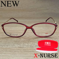 กรอบแว่นตา แว่นตาสำหรับตัดเลนส์ ผู้ชาย ผู้หญิง Fashion รุ่น X-NURSE 3012 สีแดง ทรงรี ขาสปริง วัสดุ พลาสติก พีซี เกรด เอ รับตัดเลนส์สายตาเลนส์กันแดดทุกชนิด