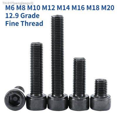 ✥卍 M6 M8 M10 M12 M14 M16 M18 M20 12.9 Grade Fine Thread Hexagon Hex Socket Cap Head Screws Allen Bolts Pitch 0.75/1.0/1.25/1.5mm