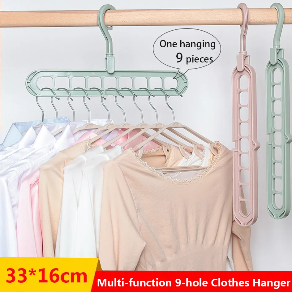 1PC 9-hole Space Saving Hanger 360 Rotating Magic Hanger Multi-function  Folding Magic Hanger Wardrobe Drying Clothes Clothes Storage