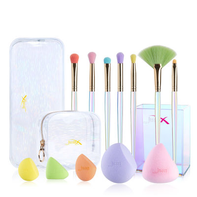 Jessup Makeup Brushes Set Eyeshadow Concealer Blending Brush, Make Up Sponge, Storage Box, Cosmetic Tool Kits With PU Bag