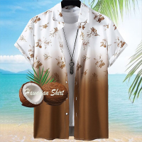 2023 Coconut Tree Shirts For Mens 3d Printed Mens Hawaiian Shirt Beach Casual Short Sleeve Fashion 3xl Tops Male Summer Blous