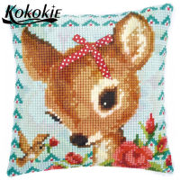 Material for handicraft embroidery yarn pillowcase cross stitch kits pillow deer cushion mat cotton embroider needlework kits