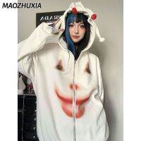 MAOZHUXIA สเว็ตเชิ้ตแบบมีซิปเสื้อโค๊ตคู่รักบางฤดูใบไม้ผลิและฤดูใบไม้ร่วงของผู้หญิง