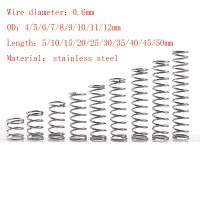 20pcs/Lot 0.6mm Stainless Steel Micro Small Compression Spring OD /4/5/6/7/8/9/10/11/12mm Length 5mm to 50mm Food Storage  Dispensers