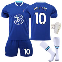 Chelseas F.c.s เสื้อเจอร์ซีย์เตะฟุตบอลสำหรับผู้ใหญ่เด็ก2223 Chelsea Home No. 11 Félixss No. 5 Enzos Jersey No. 10 Pulšičs ชุดอุปกรณ์ฟุตบอล0000