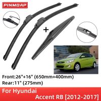 For Hyundai Accent RB 2012-2017 Front Rear Wiper Blades Brushes Cutter Accessories J Hook 2012 2013 2014 2015 2016 2017