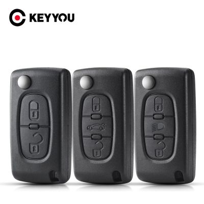 }{: -- “KEYYOU 2/3/4ปุ่มเคส Kunci Remote Mobil สำหรับ Peugeot 207 307 308 407 607 807สำหรับ Citroen C2 C3 C5 C6พลิกเปลือกกุญแจแบบพับ