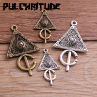 6PCS 2ขนาดโลหะผสมสองสีเรขาคณิตสามเหลี่ยม Charms จี้สำหรับเครื่องประดับทำ DIY Handmade Craft