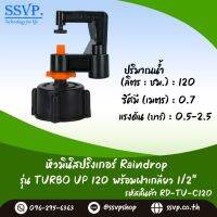 มินิสปริงเกอร์ Rain Drop รุ่น TURBO UP พร้อมฝาครอบเกลียวใน ขนาด 1/2" ปริมาณน้ำ 120 ลิตร/ชั่วโมง รัศมีการกระจายน้ำ 0.75 เมตร รหัสสินค้า TU-120-RDPG12