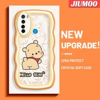 เคส JIUMOO สำหรับ Xiaomi Redmi Note 8 2021 Note 8T เคสลายการ์ตูนวินนี่ดีไซน์ใหม่ช้อนส้อมมีดหมีพูห์ขอบคลื่นกันกระแทกเคสโทรศัพท์โปร่งใสนิ่มปลอกซิลิโคนสีสันสดใสป้องกันเลนส์กล้องเคสใส