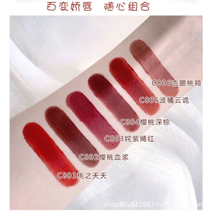 cvz-ริมฝีปากแดงระเรื่อ-carvazi-matte-velvet-matte-lipstick-ด้วย-6-เฉดสี-ชิคๆ-ใช้ได้ทั้งปากและแก้มนะคะ