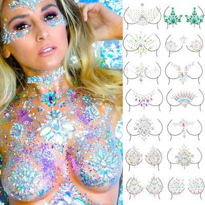 【YF】 Acrylic Temporary Women Tattoos Fake Tattoo Sticker Chest Jewels Crystal Face Decoration Diamond Rhinestone
