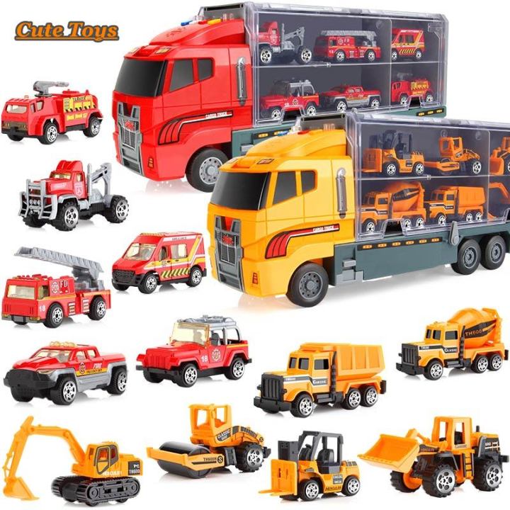 cute-toys-6pcs-7pcs-car-children-tractor-gift-toy-alloy-wheels-slide-front-car-educational-toys-model-gift