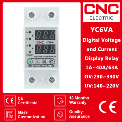YC6VA CNC แบบสำหรับใช้ในครัวเรือนรางรถไฟ Laras จำกัดจอแสดงผลแบบดิจิตอลคู่63A 40A Lebih Pelindung Semasa AC 230V