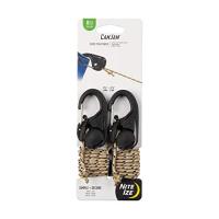 Nite NCJ-25-2R3 CamJam Tie Down ที่ดึงเชือกด้วย Carabiner Clip, 2แพ็คกับสายไฟ,สีดำ,2นับ