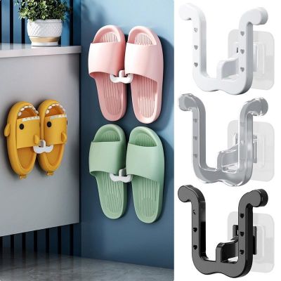 【YF】 Shoes Holder For Wall Slippers Portable Organizer Self Adhesive Storage Towel Racks Hook With Bathroom Slipper Rack