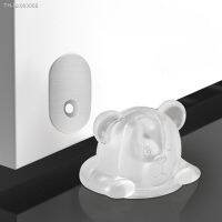 ✤☄♗ KK FING New Punch-free Cute Bear Ground Suction Transparent Silicone Door Stopper Door Touch Rear Anti-collision Door Suction