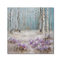 Barocco Abstract Trees With Light Purple Flowers Painting Hand Painted Oil Painting On Canvas Modern Wall Art For Home Decoration