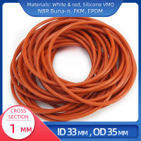 O Ring CS 1mm ID 33mm OD 35mm วัสดุพร้อมซิลิโคน VMQ NBR FKM EPDM ORing Seal Gasket-Lusjeh