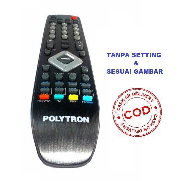 DIJAMIN KONEK Remote Remot TV LCD LED POLYTRON 100 Remote /POLITRON Tanpa Setting Tabung Hitam
