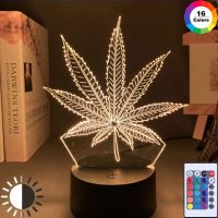 Acrylic Led Night Light Weed Usb Battery Powered Table Lamp Color Changing Touch Sensor Home Decor Light Kids Bedroom Nightlight