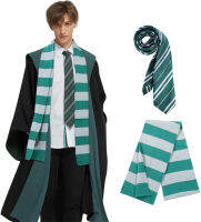 Slytherin ผู้ใหญ่ Magical Robe เด็กสีดำสีเขียวเสื้อคลุมฮาโลวีนคอสเพลย์เครื่องแต่งกาย Tie ผ้าพันคอ