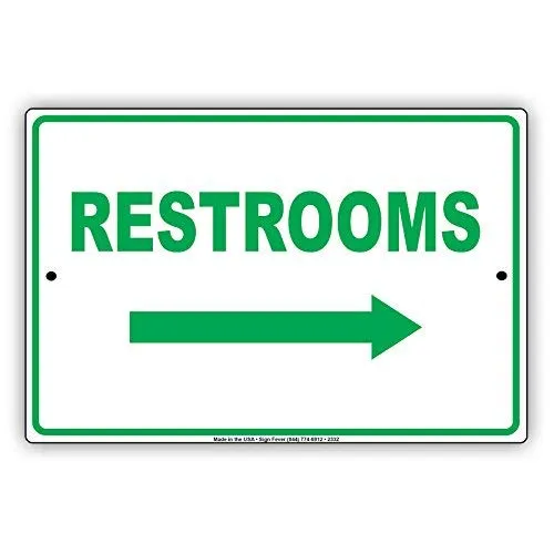 Restrooms Green Letters Right Arrow Way Direction Pointer Men Women ...