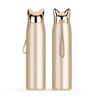 320ml Double Layer Thermos Water Bottle Stainless Steel Vacuum Flasks Cute Cat Fox Ear Thermal Coffee Tea Milk Travel MugTH