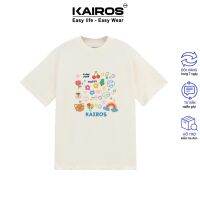 Kairos แบรนด์ท้องถิ่นแขนกว้างเสื้อยืดที่เหมาะกับชายและหญิงผ้าฝ้ายเปียกไม่มีระบายอารมณ์ทันสมัยมีความสุข