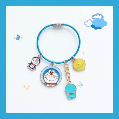 ✑﹊☄ Doraemon Japanese Cartoon Cute Tinker Bell Key Chain Blue Fat Girlfriend Girlfriends Couple Ring Bag Pendant