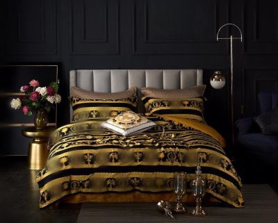 【hot】✧✆✎ 42 IvaRose Luxury Set 4 Pieces gold bed Sheet set Duvet Cover Pillowcase King size